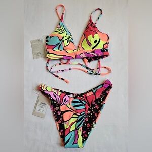 New Maaji Colorful Floral Bikini Set Reversible.